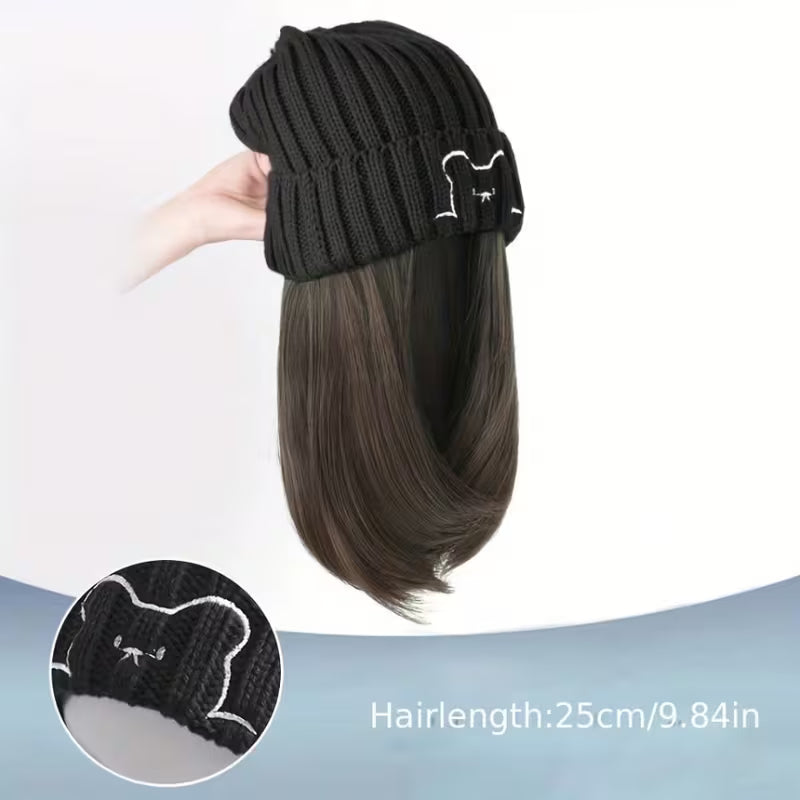 Hat with Built-In Body Wave Wig