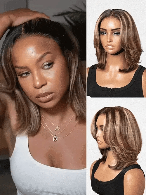 Short Layered Bob Wig Glueless