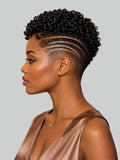 Pixie wig Afro curly 6 inches Black Hard Part style 3