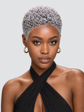 Pixie wig short cut Afro Curly Salt