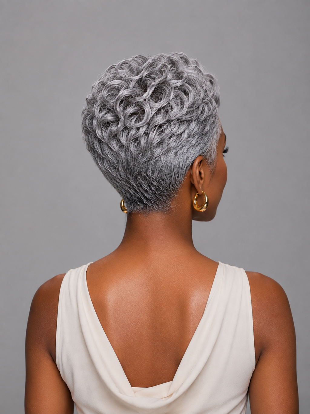 Salt Pixie Short Cut Wig side part