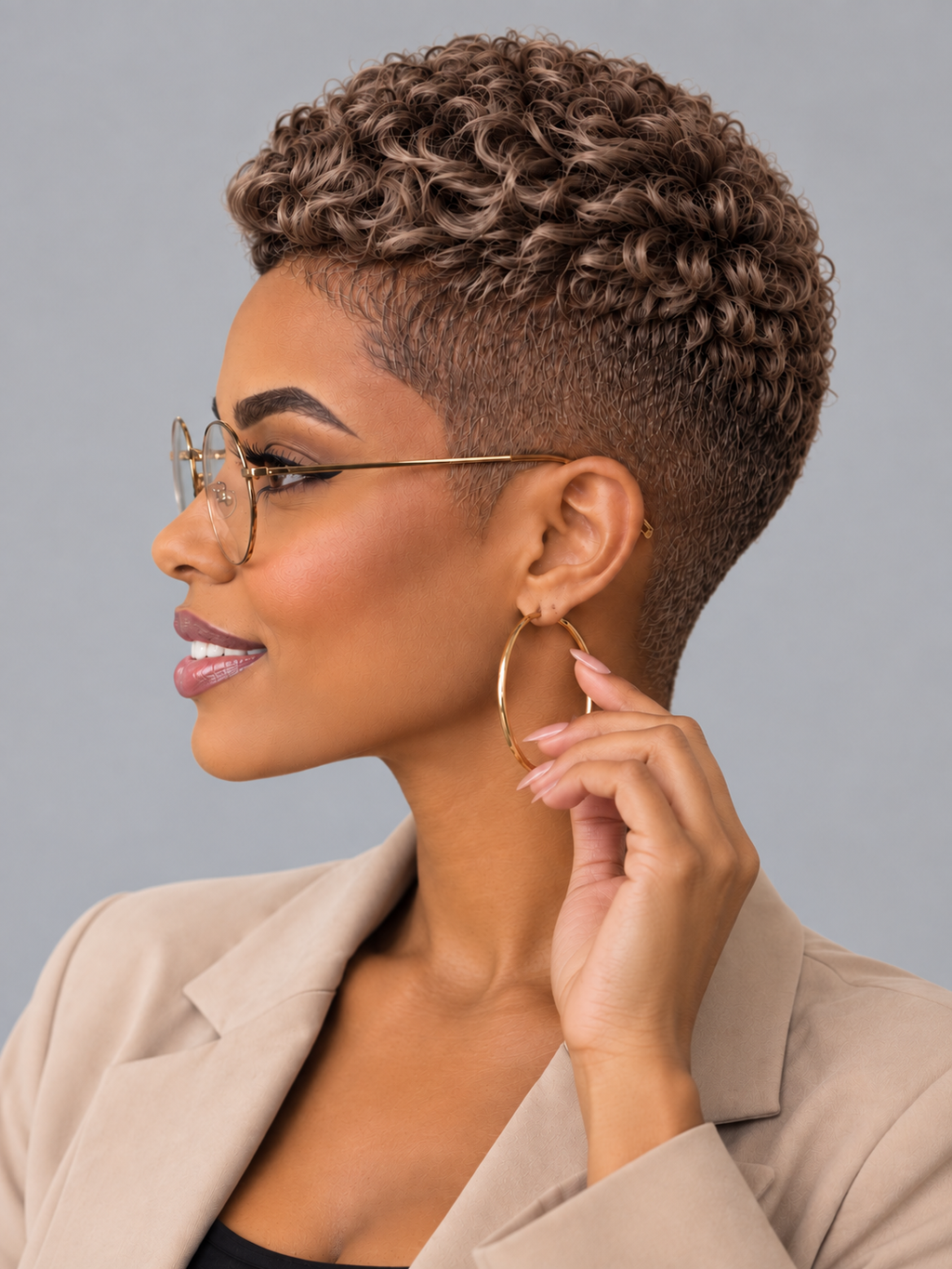 Pixie wig Afro Curly 6 inches Multicolor