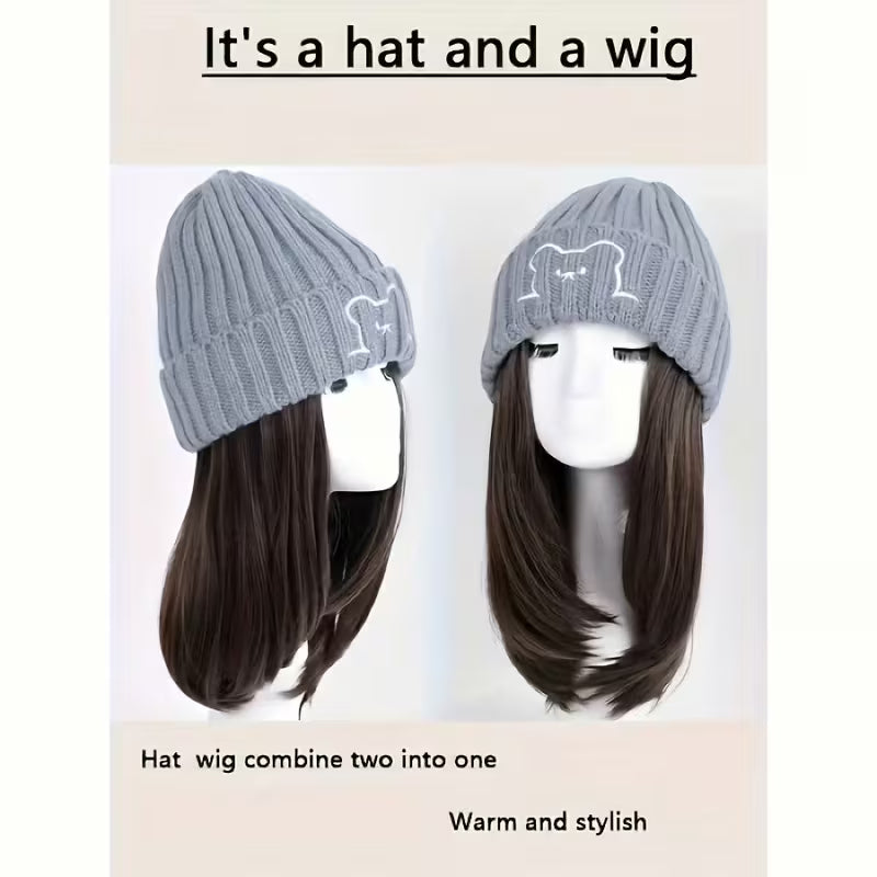 Hat with Built-In Body Wave Wig