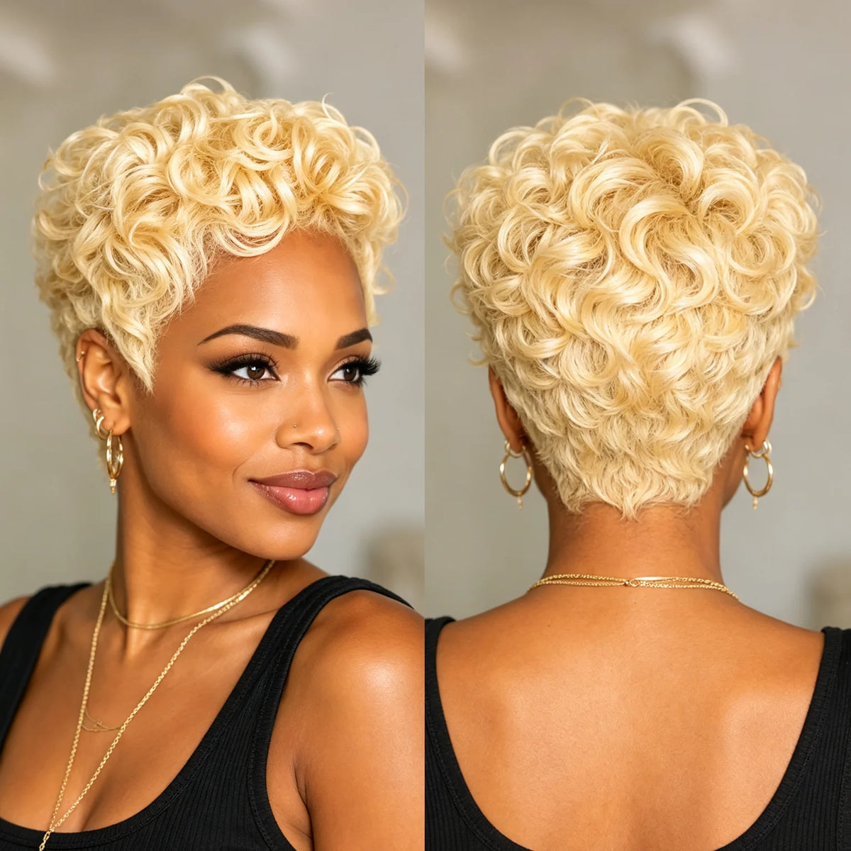 Honey Blonde Short Wave Pixie Wig