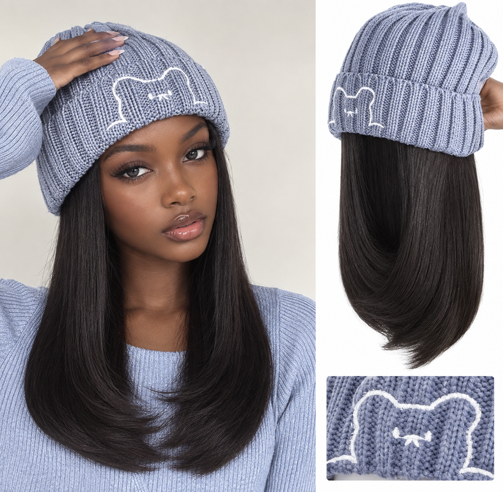 Hat with Built-In Body Wave Wig