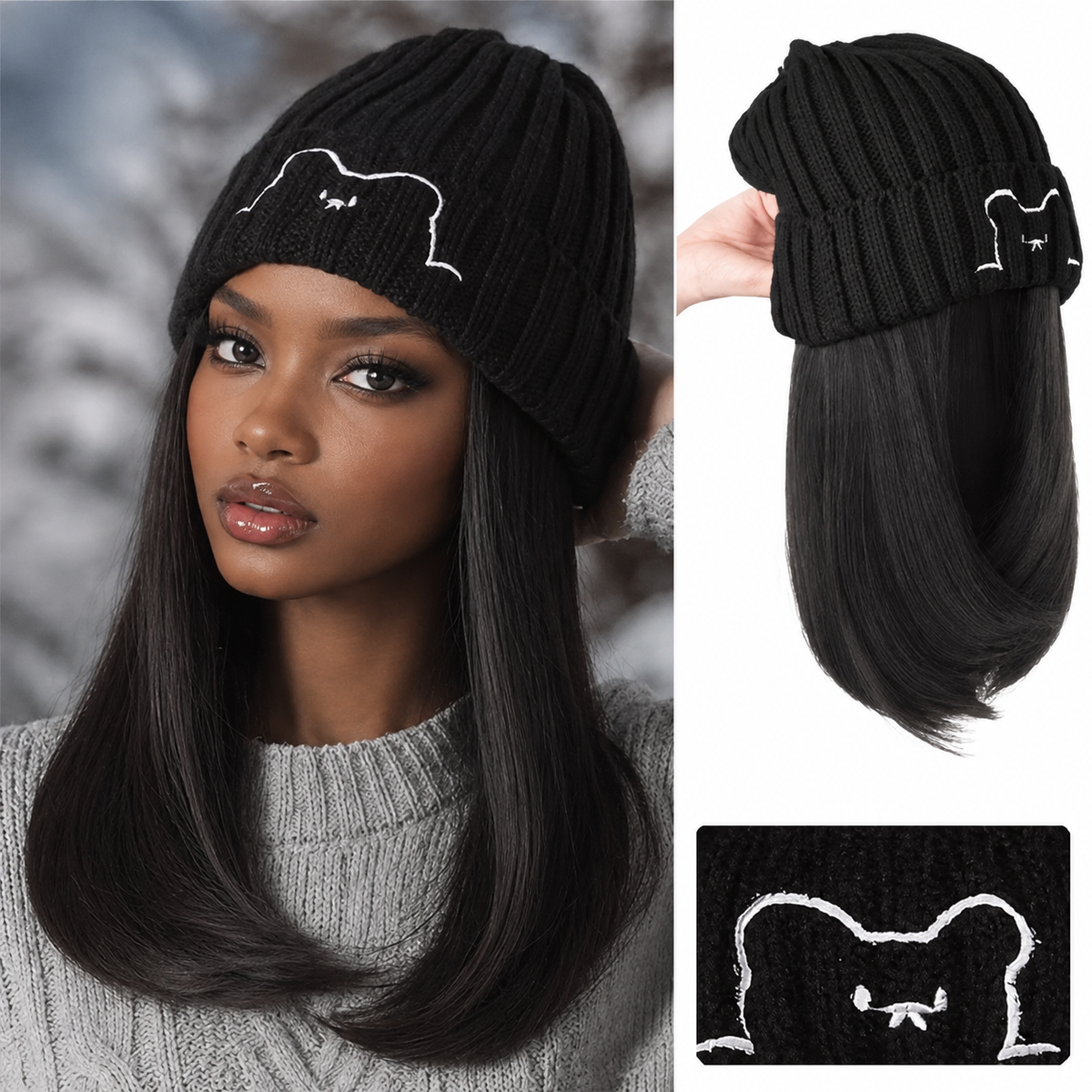 Hat with Built-In Body Wave Wig
